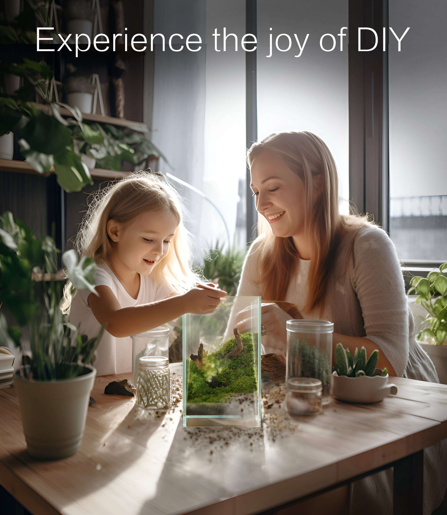 IcaTerra Square Terrarium Kit β Modern Cube DIY Kit with Live Moss, Stones, and Tools for Creative Indoor Gardening