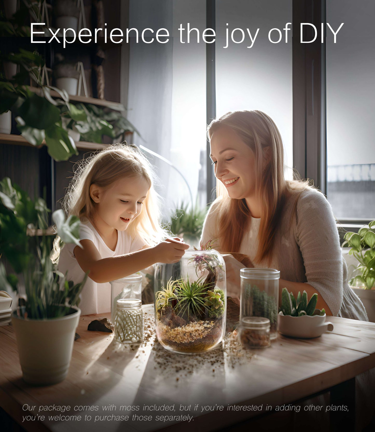 IcaArbor – Oval Glass Terrarium Kit – DIY Terrarium Kit with Live Moss and Accessories